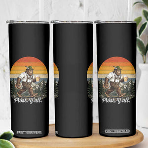 Prost Yall Bigfoot Skinny Tumbler Vintage Oktoberfest Beer Lover Sasquatch Gift