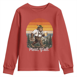 Prost Yall Bigfoot Youth Sweatshirt Vintage Oktoberfest Beer Lover Sasquatch Gift