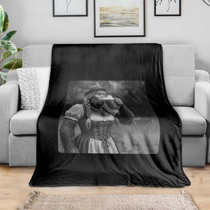 Bigfoot Oktoberfest Throw Blanket Vintage Dirndl German Beer Festival Humor