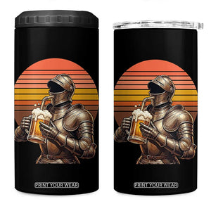 Funny Medieval Renaissance Drinker 4 in 1 Can Cooler Tumbler Vintage Knight In Armor Beer Lover