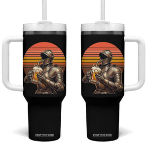 Funny Medieval Renaissance Drinker Tumbler With Handle Vintage Knight In Armor Beer Lover