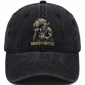 Vintage Viking Beer Drinker Warrior Gift Washed Cotton Baseball Cap Brewed For Battle