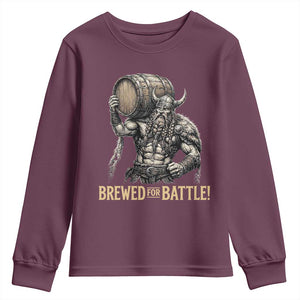Vintage Viking Beer Drinker Warrior Gift Youth Sweatshirt Brewed For Battle