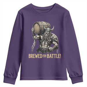 Vintage Viking Beer Drinker Warrior Gift Youth Sweatshirt Brewed For Battle
