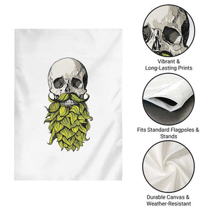 Vintage Craft Brewer Beer Lover Gift Garden Flag Beer Hops Beard Skull