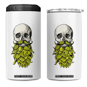 Vintage Craft Brewer Beer Lover Gift 4 in 1 Can Cooler Tumbler Beer Hops Beard Skull
