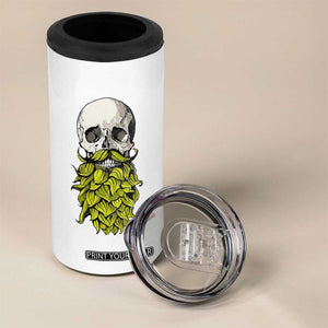 Vintage Craft Brewer Beer Lover Gift 4 in 1 Can Cooler Tumbler Beer Hops Beard Skull