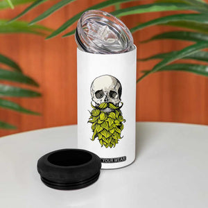 Vintage Craft Brewer Beer Lover Gift 4 in 1 Can Cooler Tumbler Beer Hops Beard Skull