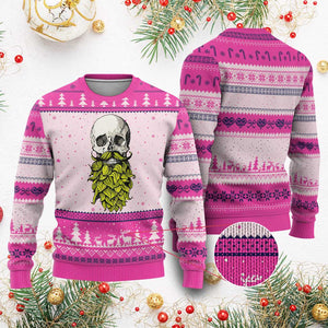 Vintage Craft Brewer Beer Lover Gift Ugly Christmas Sweater Beer Hops Beard Skull