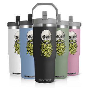 Vintage Craft Brewer Beer Lover Gift Flip Straw Tumbler Beer Hops Beard Skull