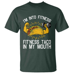 Funny Tacos Lover T Shirt I Am Into Fitness TS12 Dark Forest Green Print Your Wear