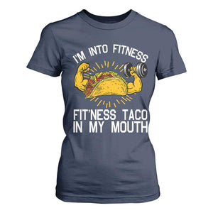 Funny Tacos Lover T Shirt For Women I Am Into Fitness TS12 Navy Print Your Wear