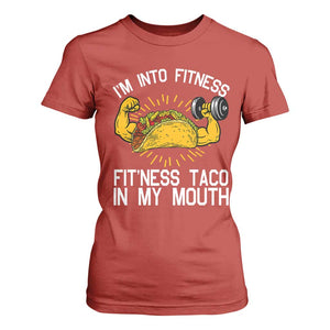 Funny Tacos Lover T Shirt For Women I Am Into Fitness TS12 Red Print Your Wear