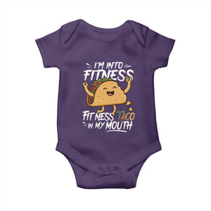 Funny Mexican Food Lover Baby Onesie I Am Into Fitness Taco In My Mouth TS12 Purple Print Your Wear