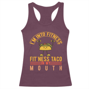 Tacos Lover Racerback Tank Top I Am Into Fitness Humor TS12 Maroon Print Your Wear