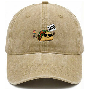 Tacos Lovers Washed Cotton Baseball Cap Mexican Food Lover Gift TS12 Washed Cap Universal Fit Khaki Print Your Wear