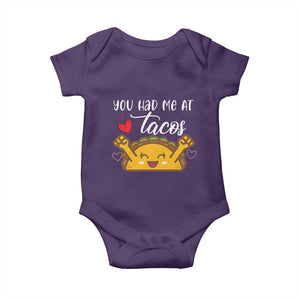 Funny Taco Lover Baby Onesie You Had Me At Tacos TS12 Purple Print Your Wear