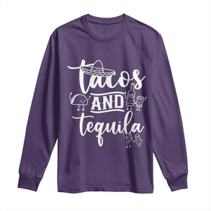 Tacos And Tequila Lover Long Sleeve Shirt Funny Humor Gift TS12 Purple Print Your Wear