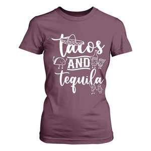 Tacos And Tequila Lover T Shirt For Women Funny Humor Gift TS12 Maroon Print Your Wear