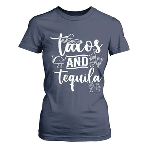 Tacos And Tequila Lover T Shirt For Women Funny Humor Gift TS12 Navy Print Your Wear