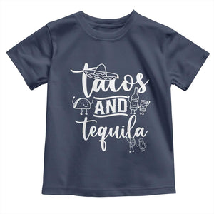 Tacos And Tequila Lover Toddler T Shirt Funny Humor Gift TS12 Navy Print Your Wear