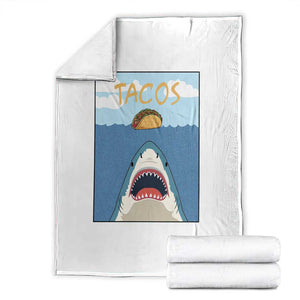 Funny Tacos Lover Throw Blanket Shark Attack Humor Gift TS12 White Print Your Wear