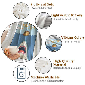 Funny Tacos Lover Throw Blanket Shark Attack Humor Gift TS12 Print Your Wear