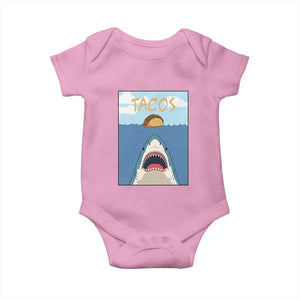 Funny Tacos Lover Baby Onesie Shark Attack Humor Gift TS12 Light Pink Print Your Wear