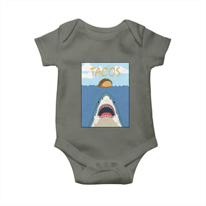 Funny Tacos Lover Baby Onesie Shark Attack Humor Gift TS12 Military Green Print Your Wear