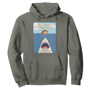 Funny Tacos Lover Hoodie Shark Attack Humor Gift TS12 Military Green Print Your Wear
