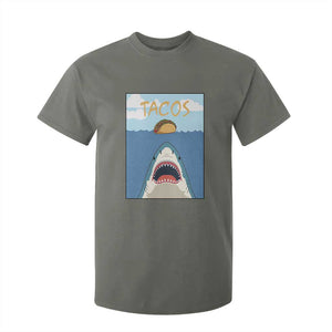Funny Tacos Lover T Shirt For Kid Shark Attack Humor Gift TS12 Military Green Print Your Wear