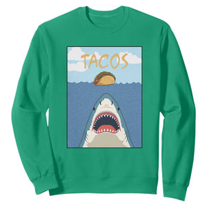 Funny Tacos Lover Sweatshirt Shark Attack Humor Gift TS12 Irish Green Print Your Wear