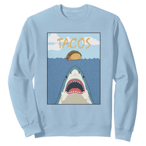 Funny Tacos Lover Sweatshirt Shark Attack Humor Gift TS12 Light Blue Print Your Wear