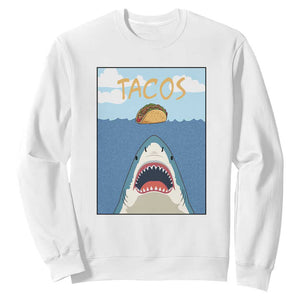 Funny Tacos Lover Sweatshirt Shark Attack Humor Gift TS12 White Print Your Wear