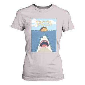 Funny Tacos Lover T Shirt For Women Shark Attack Humor Gift TS12 Ice Gray Print Your Wear