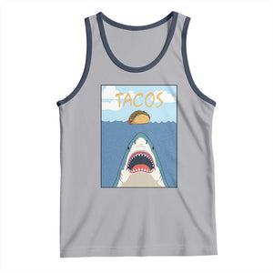 Funny Tacos Lover Tank Top Shark Attack Humor Gift TS12 Athletic Heather Navy Print Your Wear