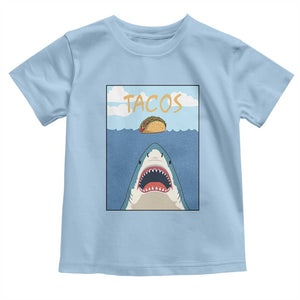 Funny Tacos Lover Toddler T Shirt Shark Attack Humor Gift TS12 Light Blue Print Your Wear