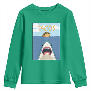 Funny Tacos Lover Youth Sweatshirt Shark Attack Humor Gift TS12 Irish Green Print Your Wear