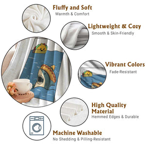 Tacos Lover Throw Blanket Funny Shark Humor Foodie Gift TS12 Print Your Wear