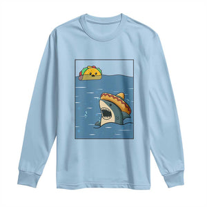 Tacos Lover Long Sleeve Shirt Funny Shark Humor Foodie Gift TS12 Light Blue Print Your Wear