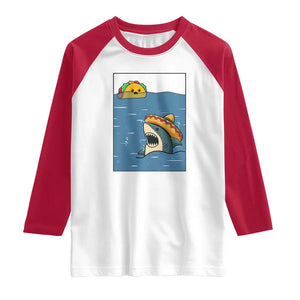 Tacos Lover Raglan Shirt Funny Shark Humor Foodie Gift TS12 White Red Print Your Wear