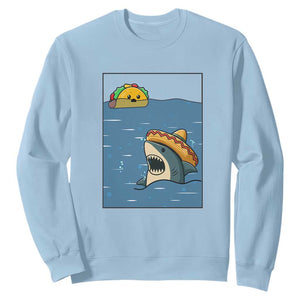 Tacos Lover Sweatshirt Funny Shark Humor Foodie Gift TS12 Light Blue Print Your Wear