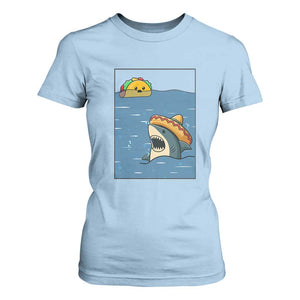 Tacos Lover T Shirt For Women Funny Shark Humor Foodie Gift TS12 Light Blue Print Your Wear