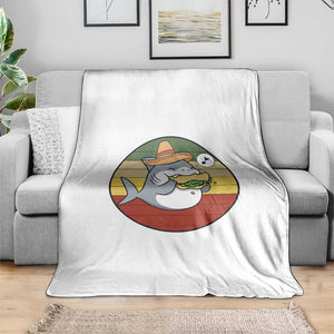 Mexican Food Lover Gift Throw Blanket Funny Shark Eating Tacos TS12 Print Your Wear
