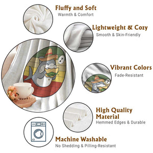 Mexican Food Lover Gift Throw Blanket Funny Shark Eating Tacos TS12 Print Your Wear