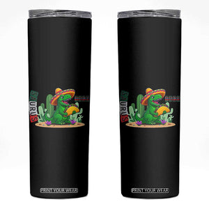 Mexican Food Lover Gift Skinny Tumbler Funny Dinosaur Taco Saurus TS12 Black Print Your Wear