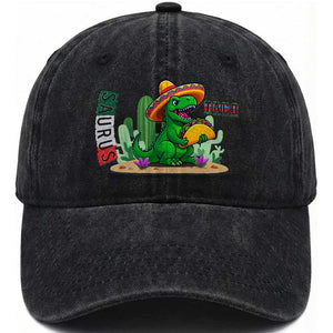 Mexican Food Lover Gift Washed Cotton Baseball Cap Funny Dinosaur Taco Saurus TS12 Print Your Wear