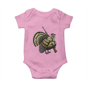 Funny Camo Turkey Hunter Rifle Gift Baby Onesie TS12 Light Pink Print Your Wear