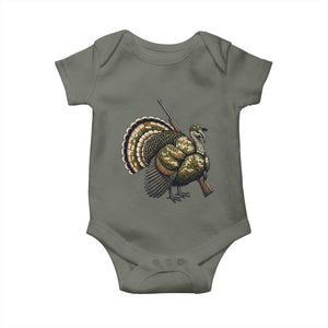 Funny Camo Turkey Hunter Rifle Gift Baby Onesie TS12 Military Green Print Your Wear