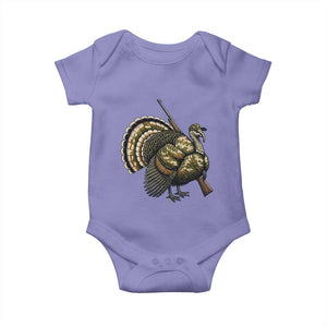 Funny Camo Turkey Hunter Rifle Gift Baby Onesie TS12 Violet Print Your Wear